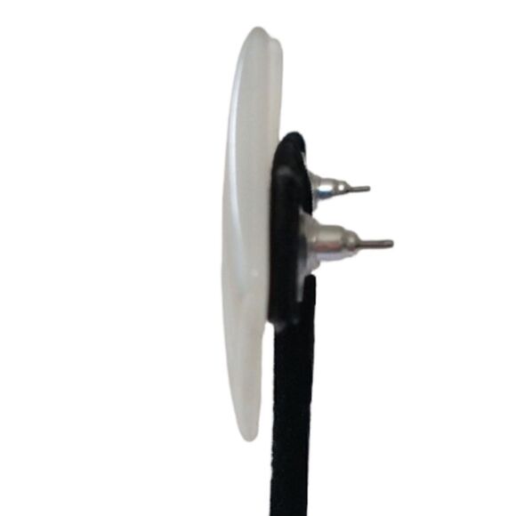 Vintage 80s Earrings Moonglow Statement Acrylic Iridescent Pearl Plastic Retro. - Picture 4 of 16